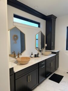 black and white bathroom renovation avistom lumber image